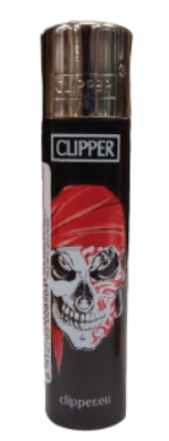 Зажигалка кремниевая пластиковая Clipper CP11RH (Черный череп)